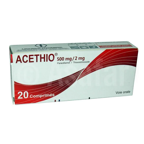 ACETHIO, 500 mg / 2 mg, 20 cp séc – Fiche médicament